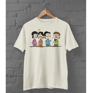Cream Graphic T-Shirt with Cartoon Characters